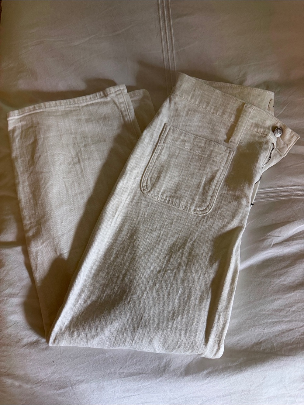Madewell Cream perfect vintage crop Wide-Leg Jeans